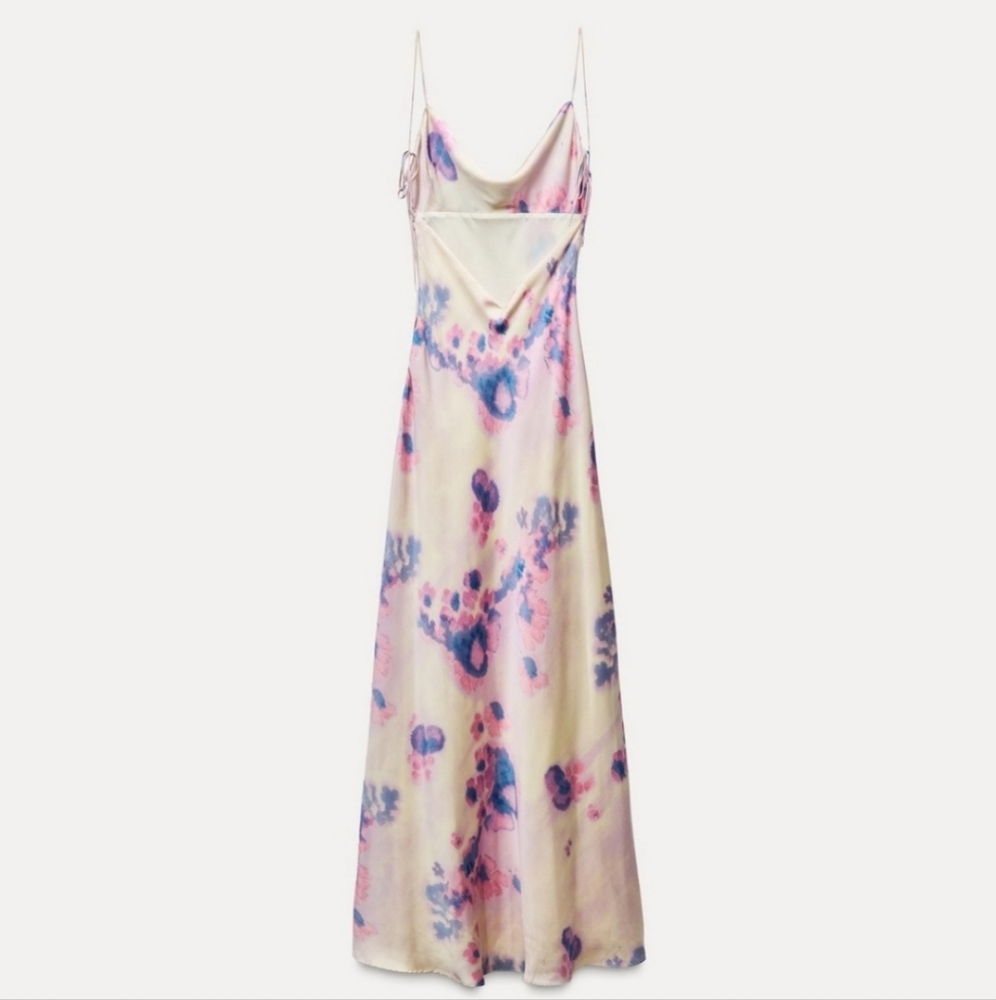 ZARA NEW LONG SATIN DRESS WITH OPEN BACK - Picture 12 of 14